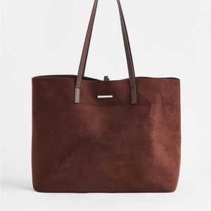 NWT brown shopper tote faux suede H&M